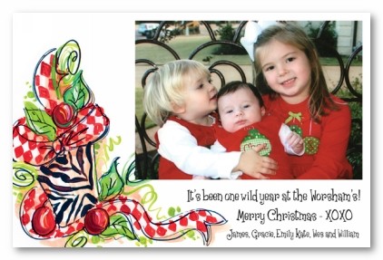 Wild Zebra Animal Print Christmas Gift Personalized Holiday Photo Cards