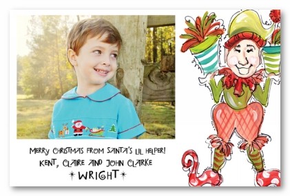 Santa's Helper Elf Christmas Personalized Holiday Photo Cards