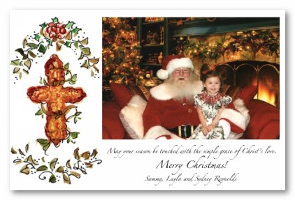 Religious Cross Personalized Holiday Christmas Photo Cards