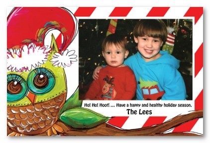 Happy Holidays Hoot Owl Personalized Christmas Photo cards