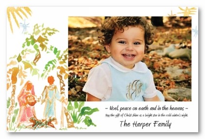 Religious Nativity Manger Christmas Personalized Photo Cards