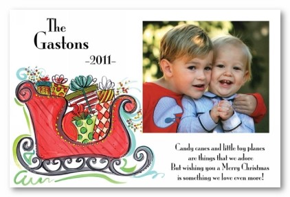 Christmas Sled Personalized Holiday Photo Cards