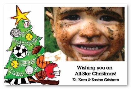 Sports Christmas Tree Personalized Holiday Photo Cards