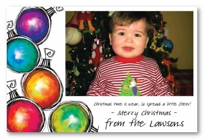 Colorful Ornaments Christmas Personalized Holiday Photo Cards