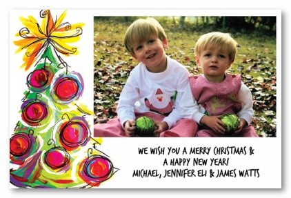 Colorful Christmas Tree Personalized Holiday Photo Cards