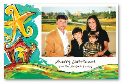 Religious Nativity Manger Scene Personalized Christmas Photo Cards