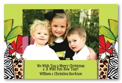 Leopard Zebra Animal Print Gifts Personalized Holiday Christmas Photo Cards