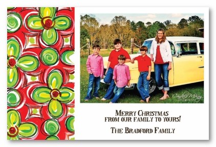 Red Green Yellow Flowers Christmas Personalized Holiday Photo Cards