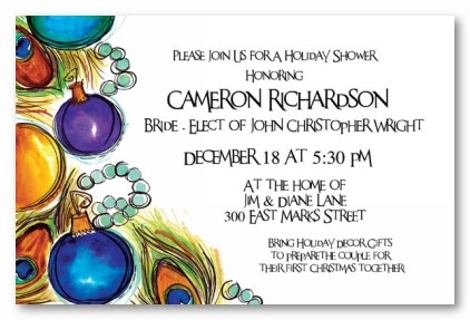 Peacock Ornaments Personalized Christmas Holiday Party Invitations