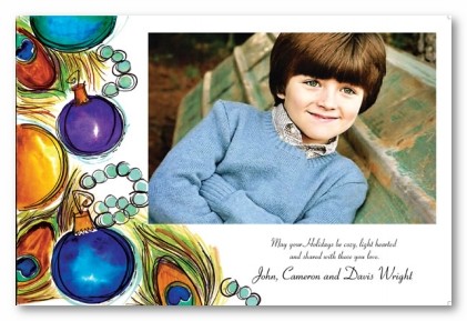 Peacock Christmas Ornaments Personalized Holiday Photo Cards