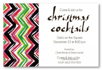 Christmas Chevron Personalized Holiday Party Invitations