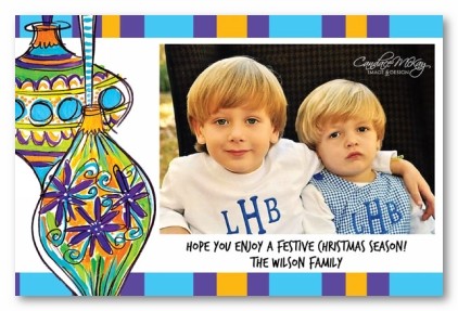 Blue Ornaments Christmas Personalized Holiday Photo Cards