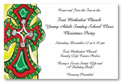 Religious Cross Personalized Holiday Christmas Party Invitations