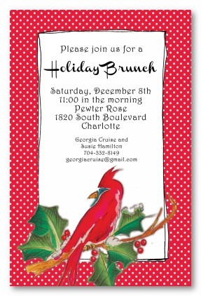 Snow Cardinal Christmas Personalized Holiday Invitations