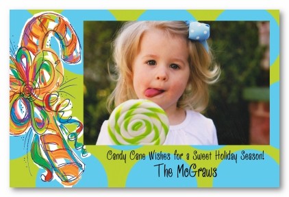 Colorful Candy Canes Christmas Personalized Holiday Photo Cards