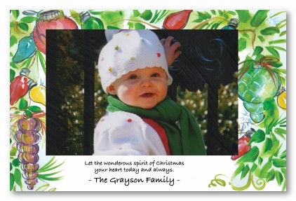 Watercolor Ornaments Christmas Personalized Holiday Photo Cards