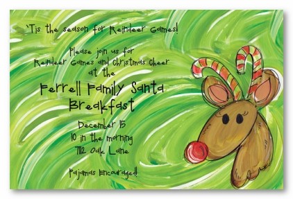 Reindeer Christmas Personalized Holiday Invitations