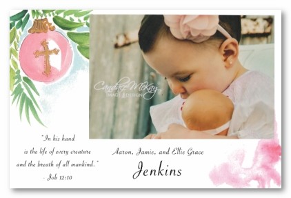 Baby Girl Cross Ornament Christmas Personalized Holiday Photo Cards