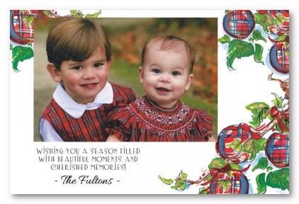 Plaid Ornaments Christmas Personalized Holiday Photo Cards