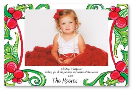 Whimsey Holly Christmas Personalized Holiday Photo Cards