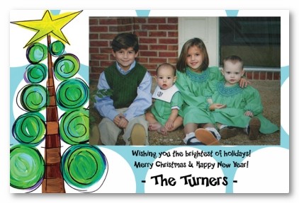 Bubble Tree Christmas Personalized Holiday Photo Cards