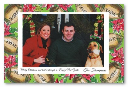 Holiday Football Border Christmas Personalized Holiday Photo Cards