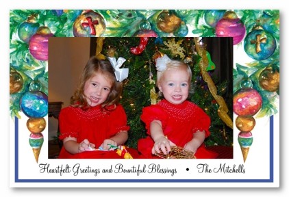 Garland with Ornaments Christmas Personalized Holiday Photo Cards