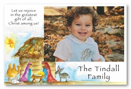 Simple Nativity Christmas Personalized Holiday Photo Cards