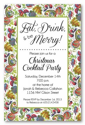 Hampton Holiday Border Christmas Personalized Holiday Invitations