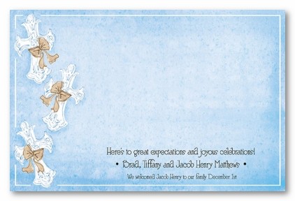 Baby Cross Watercolor Boy Christmas Personalized Holiday Photo Cards