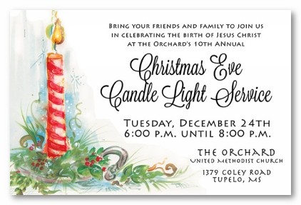 Candy Cane Candle Christmas Personalized Holiday Invitations