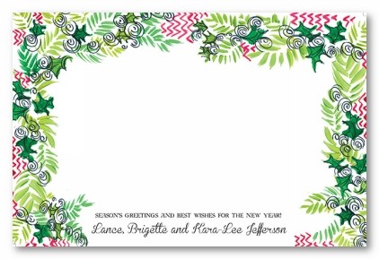 Holly & Chevron Border Christmas Personalized Holiday Photo Cards