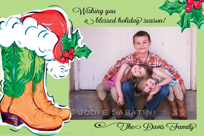 Christmas Cowboy Boots Christmas Personalized Holiday Photo Cards