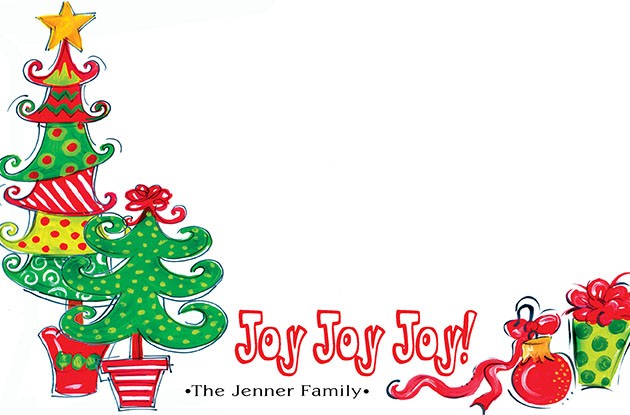 Christmas Trees & Joy Joy Joy Christmas Personalized Holiday Photo Cards