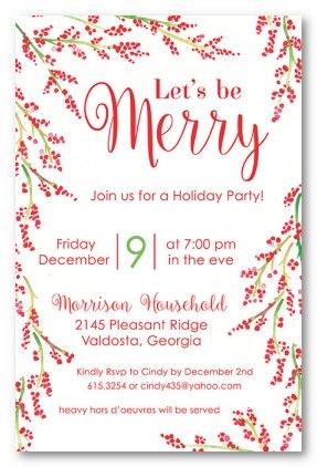 Holiday Berries Personalized Holiday Invitations