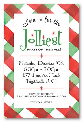 Plaid Party Border Personalized Holiday Invitations