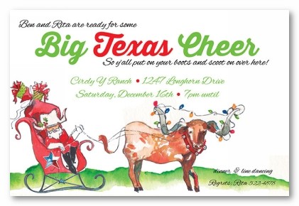 Merry Texas Y'all Personalized Holiday Invitations