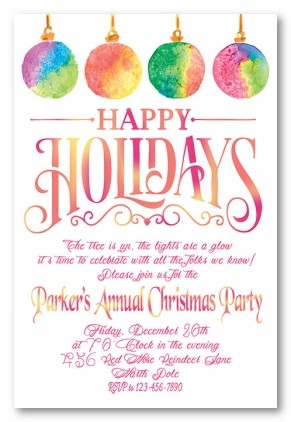 Ornaments Tie Dye Personalized Holiday Invitations