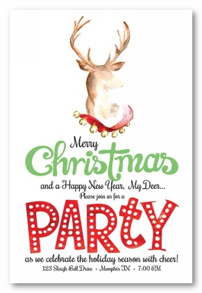 Deer Vertical Personalized Holiday Invitations