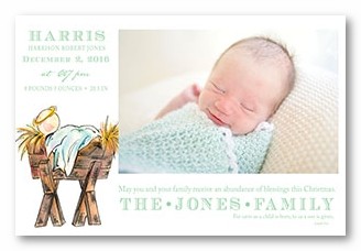 Manger Scene Donkey Personalized Holiday Photo Cards