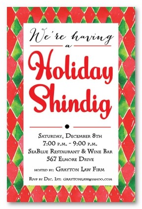 Holiday Harlequin Personalized Holiday Invitations