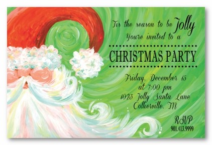 Swirly Santa Personalized Holiday Invitations