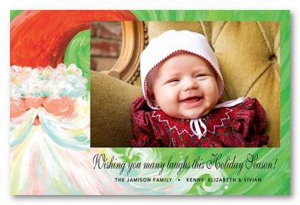 Swirly Santa Personalized Holiday Photo Cards