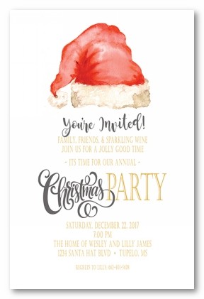 Santa's V Hat Personalized Holiday Invitations