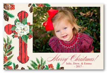 Magnolia Cross Personalized Holiday Photo Cards