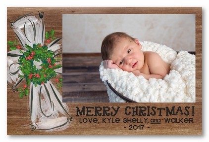 Rustic Cross Personazlied Holiday Photo Cards