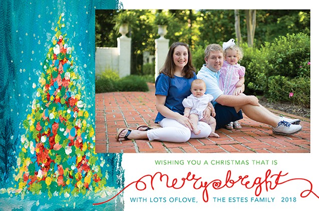 Merry and Bright Christmas Tree Holiday Photo Cards