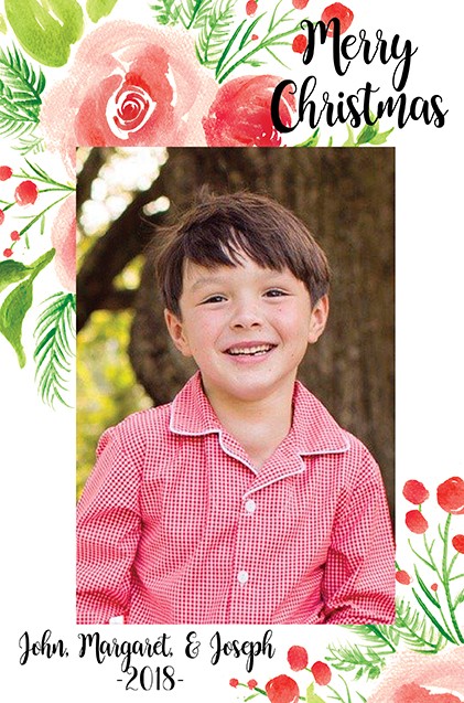 Berry Merry Vertical Christmas Holiday Photo Cards