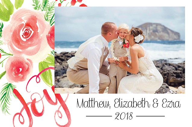 Berry Merry Horizontal Christmas Holiday Photo Cards