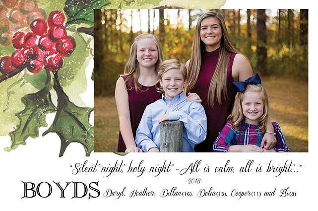 Holly and Berries Corner Holiday Photo Cards